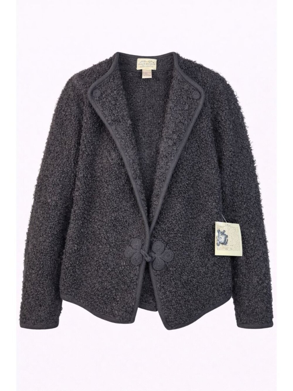 Vintage Susan Bristol Boucle Mohair Wool Cardigan M Black Quiet Luxury Old Money